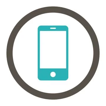 Smartphone flat grey and cyan colors rounded vector icon 库存插图