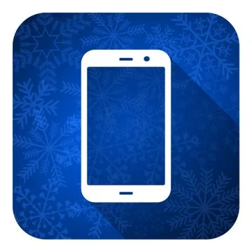 Smartphone flat icon, christmas button, phone sign. Stock Illustration