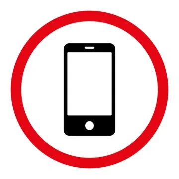 Smartphone flat intensive red and black colors rounded vector icon Stock Illustration