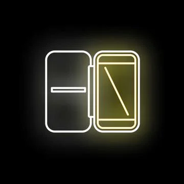 Smartphone with flip case glowing neon icon Stock Illustration