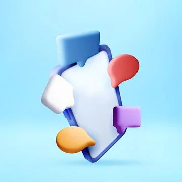 Smartphone with floating 3d chat bubbles. Stock Illustration