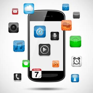 Smartphone with Floating Apps Illustrazione stock