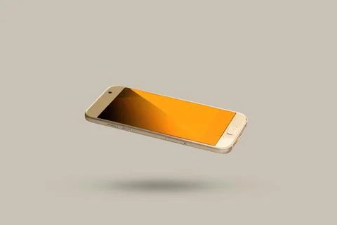 A smartphone floating on a gray background Foto stock