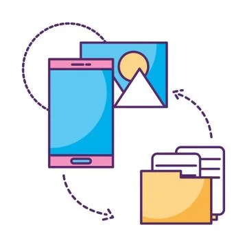 Smartphone folder document data storage Stock Illustration