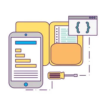 Smartphone folder file coding tool Stock Illustration