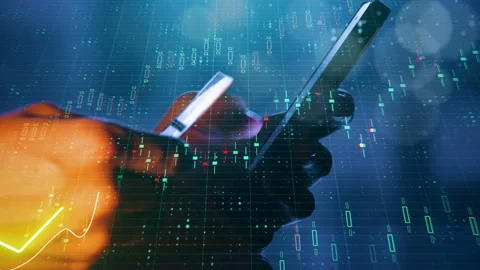 Smartphone with forex chart animation Video stock 99702907