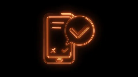 Smartphone form completion with glowing neon checkmark animation Stock Footage 308216108