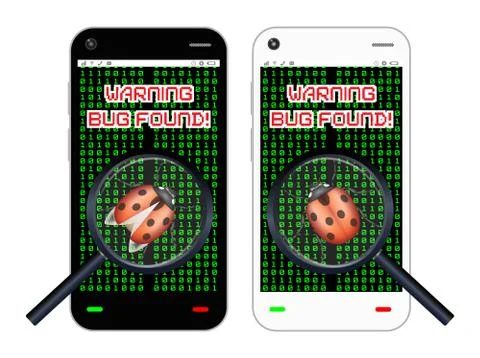 Smartphone found a bug Stock Illustration