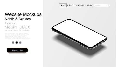 Smartphone frame less blank screen, rotated position. 3d isometric illustrati Stock Illustration