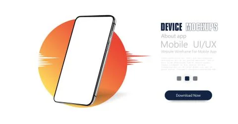 Smartphone frame less blank screen, rotated position. 3d isometric illustrati Stock Illustration