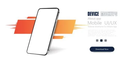 Smartphone frame less blank screen, rotated position. 3d isometric illustrati Illustrazione stock