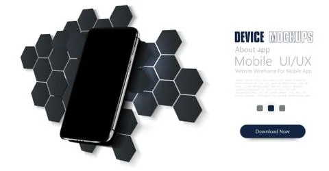 Smartphone frame less blank screen, rotated position. 3d isometric illustration Stock Illustration