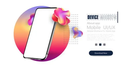 Smartphone frame less blank screen, rotated position. 3d isometric illustrati Stock Illustration