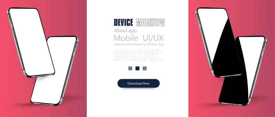 Smartphone frame less blank screen, rotated position. 3d isometric illustrati Stock Illustration