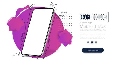 Smartphone frame less blank screen, rotated position. 3d isometric illustrati Illustrazione stock