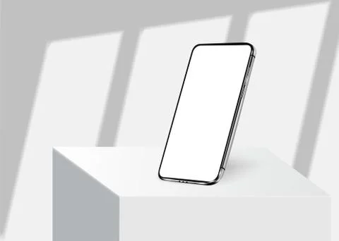 Smartphone frame less blank screen, rotated position. 3d isometric illustrati Stock Illustration