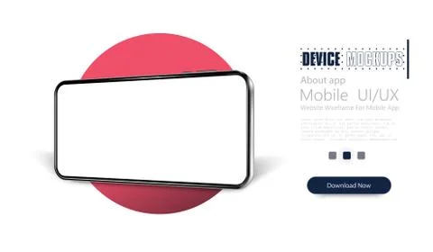 Smartphone frame less blank screen, rotated position. 3d isometric illustrati Illustrazione stock