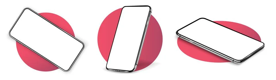Smartphone frame less blank screen, rotated position. Smartphone from different Stock Illustration
