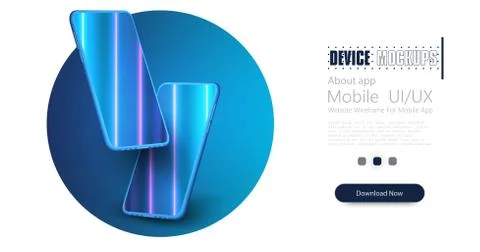 Smartphone frame less blank screen, rotated position. 3d isometric illustration Stock Illustration