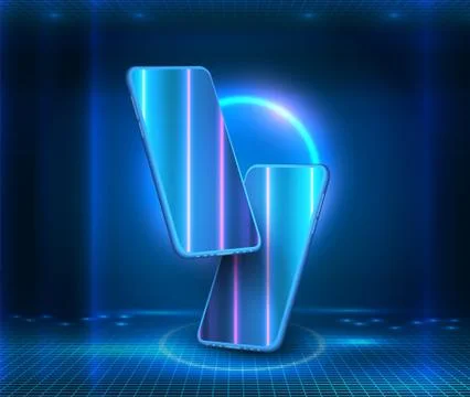 Smartphone frame less blank screen, rotated position. 3d isometric illustration Stock Illustration