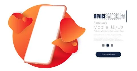 Smartphone frame less blank screen. Mockup generic device. Orange smartphone Stock Illustration