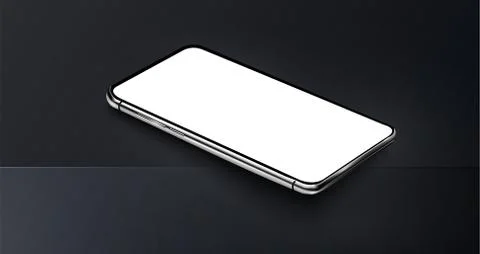 Smartphone frame less blank screen. Smartphone perspective view. 3d backdrop Illustrazione stock