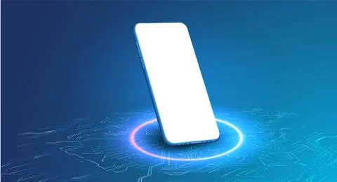 Smartphone frame less blank screen. Mockup generic device. Vector realistic blue Stock Illustration