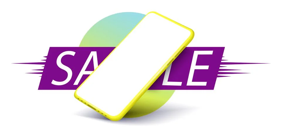 Smartphone frame less blank screen, rotated position. 3D illustration cell phone Stock Illustration