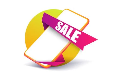 Smartphone frame less blank screen, rotated position. 3D illustration cell phone Stock Illustration