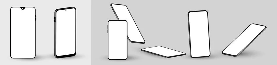 Smartphone frame less blank screen, rotated position. Smartphone perspective  Stock Illustration