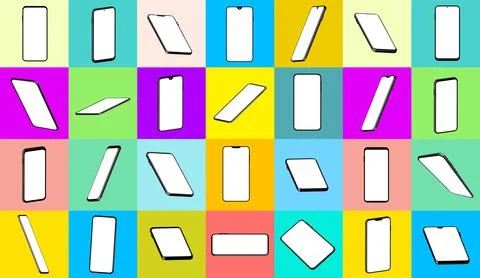 Smartphone frame less blank screen, rotated position. Smartphone perspective  Stock Illustration