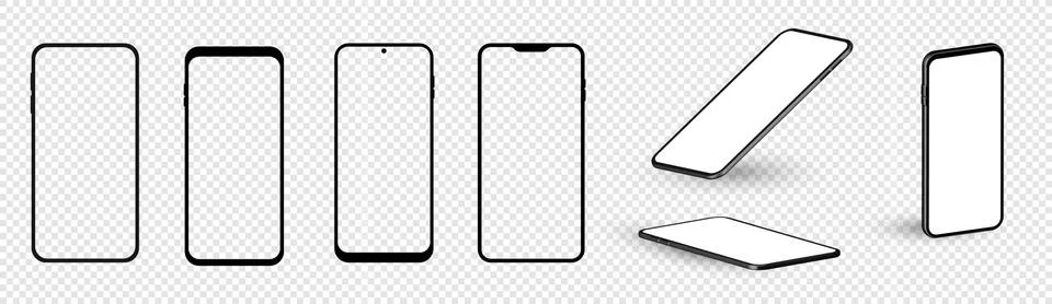 Smartphone frame less blank screen, rotated position. Smartphone perspective  Illustrazione stock