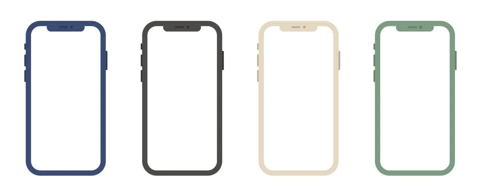 Smartphone frame mockup set with blank mobile screen templates Illustrazione stock