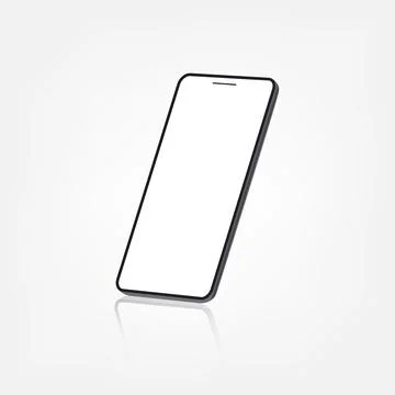 Smartphone frameless blank screen perspective view standing isolated on whi.. Stock Illustration
