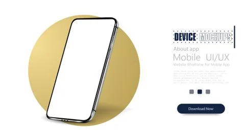 Smartphone frameless blank screen, rotated position. 3d isometric illustratio Stock Illustration