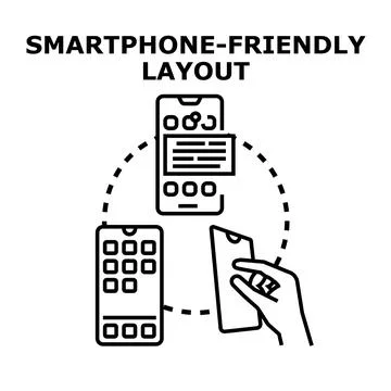 Smartphone friendly layout adapting screens for users Stock Illustration