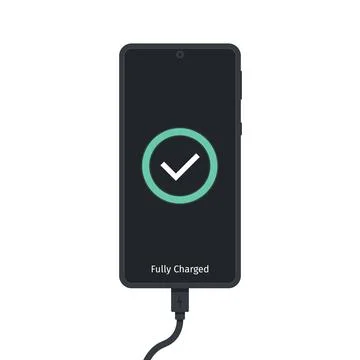 Smartphone Fully Charged Screen Concept with Checkmark Indicator Stock Illustration