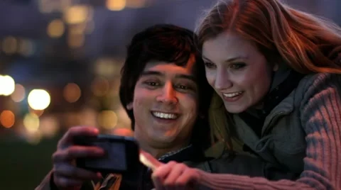 Smartphone Fun at Night HD Stock Footage