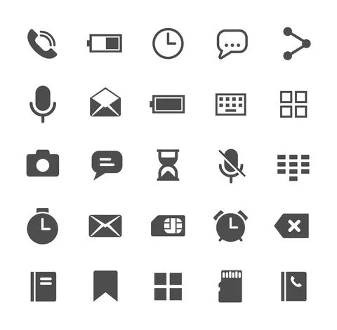 Smartphone functions web icons. Ui elements. Stock Illustration