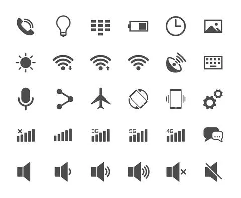 Smartphone functions web icons. Ui elements. Illustrazione stock