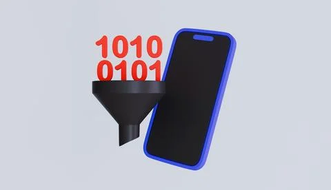 Smartphone with funnel, Web programming, Mobile application development イラスト素材