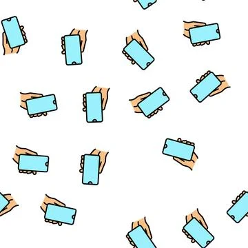 Smartphone gadget in hand vector seamless pattern Stock Illustration