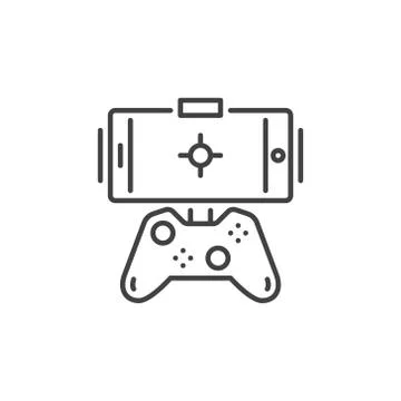 Smartphone with Game Controller vector concept linear icon Stock Illustration