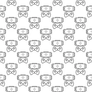 Smartphone Game Controller vector Phone Gamepad seamless pattern in outline.. Illustrazione stock