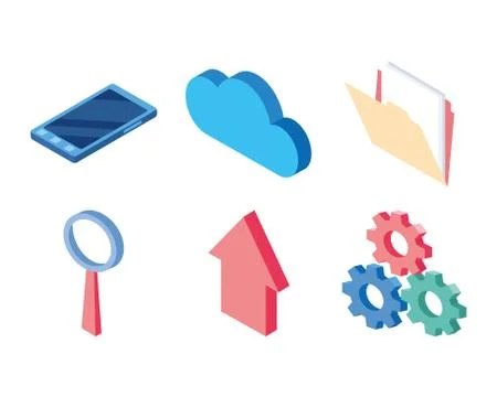 Smartphone gear folder cloud computing data technology internet Stock Illustration
