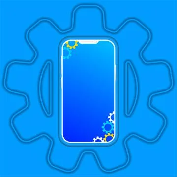 Smartphone on gear with gears on screen Stock Illustration