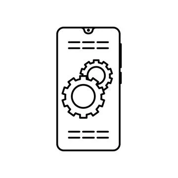 Smartphone gear setting icon. Simple line, outline vector of touch phone icons Stock Illustration