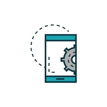 Smartphone gear work tools engineering icon 스톡 일러스트