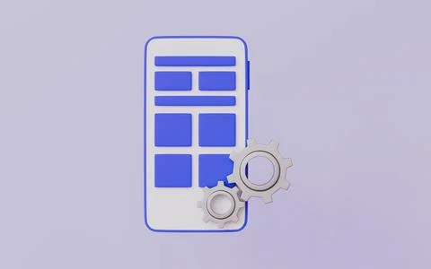Smartphone with gears app development concept Stock Illustration