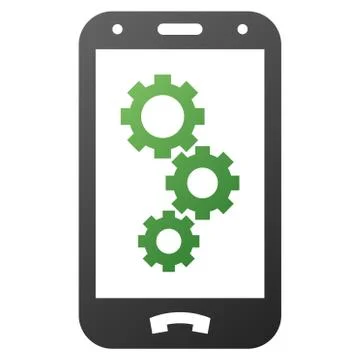 Smartphone Gears Gradient Vector Icon Stock Illustration